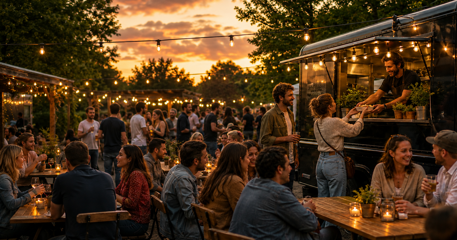 Ambiance conviviale autour d’un foodtruck FestivTruck